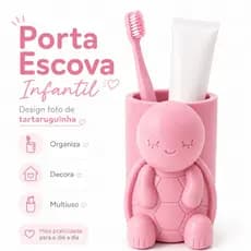 Porta Escova de Dente Infantil Tartaruguinha Organizador de Banheiro Multiuso Decoração