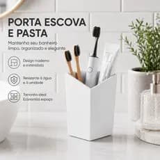 Porta Escova e Pasta de Dente Organizador Banheiro Moderno Minimalista Premium