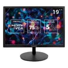 Monitor Monocron Office, 19 Pol., TN, HD, 75Hz, HDMI/VGA, MN19R1, Preto