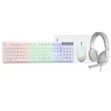 Kit Gamer Evolut Starter 4x1 EG-55, Mouse, Teclado, Headset e Mousepad, Rainbow, Branco
