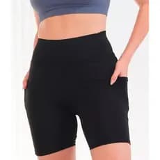 Short Feminino Fitness Academia Suplex Esportivo Modelador Cós Alto com Bolsos Práticos