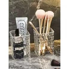 Organizador de Cosméticos e Porta-Canetas em Plástico PET Transparente – Porta Pincéis