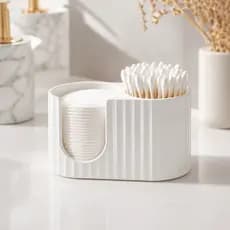 Organizador Porta Algodão Disco e Cotonetes Banheiro Quarto Bebê Minimalista Branco