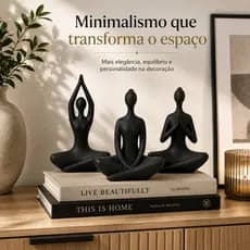 Kit 3 Estátuas Yoga Meditação Decoração Sala Quarto Estúdio Zen Minimalista Presente
