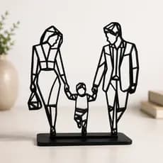 Escultura Família Geométrica Moderna Arte Decorativa Minimalista Sala Escritório Aparador