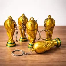 Kit 5 Chaveiros Taça Copa Do Mundo Dourado Miniatura Futebol Lembrancinha Festa