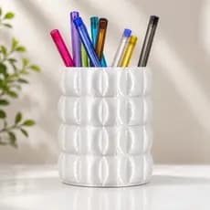 Porta Pincéis Puffer Organizador Multifuncional Branco Pérola Para Maquiagem Canetas Escovas