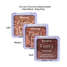 Kit com 3 Produtos Contorno Marmorizado Feels Mood Light, Medium e Dark - Ruby Rose