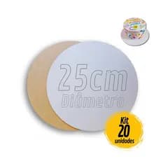 Kit 20 Cake Board 25cm Tabuleiro Bolo Em Mdf 3mm Redondo