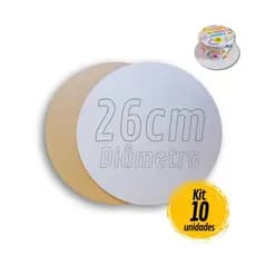 Kit 10 Cake Board 26cm Tabuleiro Bolo Em Mdf 3mm Redondo