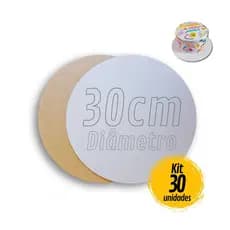 Kit 30 Cake Board 30cm Tabuleiro Bolo Em Mdf 3mm Redondo