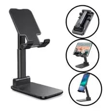 Suporte de Mesa Universal Ajustável para Celular e Tablet até 7" - Preto