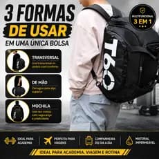 Bolsa Esportiva Multifuncional Impermeável Academia Viagem Transversal 3 em 1