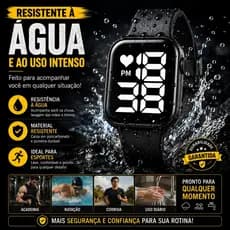 Relógio Digital Masculino SKMEI Resistente à Água LED Esportivo Preto Cronômetro Alarme