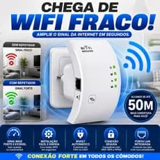 Repetidor Wifi 300Mbps Bivolt 2.4GHz Amplificador de Sinal WPS 50m Porta LAN Fácil Instalação