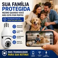 Câmera Lâmpada Wi-Fi 360° Full HD Visão Noturna Colorida Áudio Bidirecional E27 Detecção de Movimento
