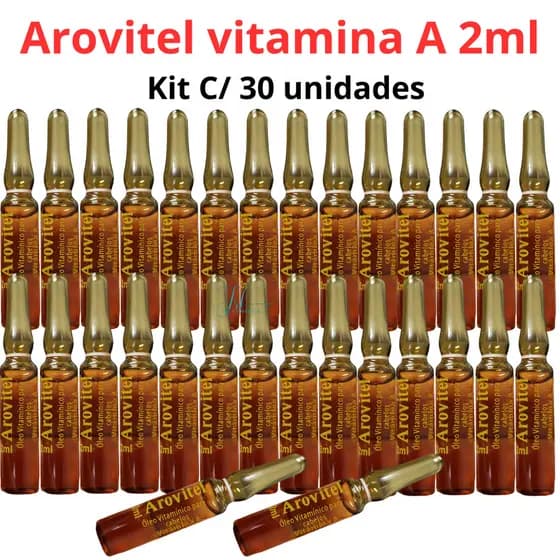 Arovitel vitamina A 2ml Kit C/ 30 Ampolas Hidratação capilar