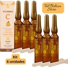 Arovitel Vitamina C Ouran 2ml - Kit C/ 6 ampolas tratamento facial pele sem flacidez sem manchas antisinais