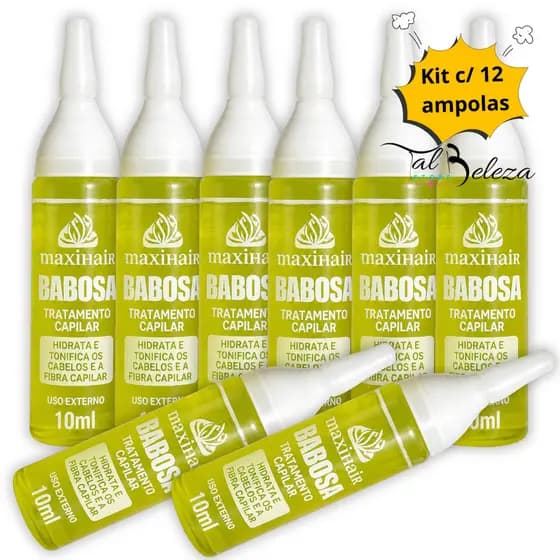 Kit C/ 12 Ampolas Babosa Maxihair 10ml tratamento capilar