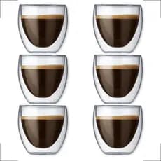 kit copo parede dupla de vidro bebida quente frio 250ml 6 un copo para café copos cappuccino chocolate quente não queima mão