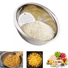 Escorredor Lavador De Arroz De Metal Lavador Alimentos 26cm