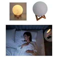 Luminária Abajur Romântica Lua Cheia Com Base Sem Fio 3d Luz da Lua
