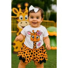 Conjunto bebe Verao T-Shirt com Short Laço com Faixa de Cabelo Moda Blogueirinha roupa Bebê Menina