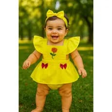 Jardineira Romper Body Bebê Menina Vestidinho Mesversario Festa ensaio temático 0 -3 meses