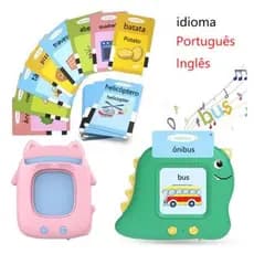 Leitor De Cartões Em Inglês E Português Brinquedo Eletrônico Infantil 112 Cards kids total 224 Palavras Educativo