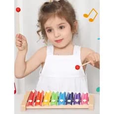 Piano De Bebê De Madeira De 8 Tons-Brinquedo Musical De Educação Infantil Para Crianças De 1 A 3 Anos