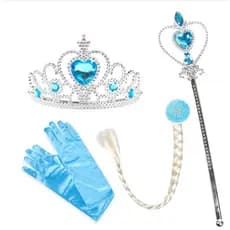 Kit FROZEN  Com Coroa, Varinha, Luva E Cabelo Cosplay  Infantil  Estilo EIsa