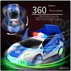 BRINQUEDOS Carrinho De Policia Carro Emite Som Luz Transforma Gira 360