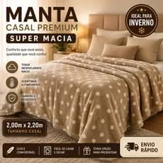 Manta Cobertor Casal Premium 2,00x2,20 Poá Super Macia Fofinha Quentinha Inverno