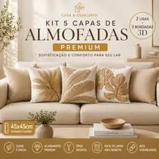 Kit 5 Capas de Almofadas Premium 45x45 Sublimadas 3D Decorativas para Sofá Sala Luxo