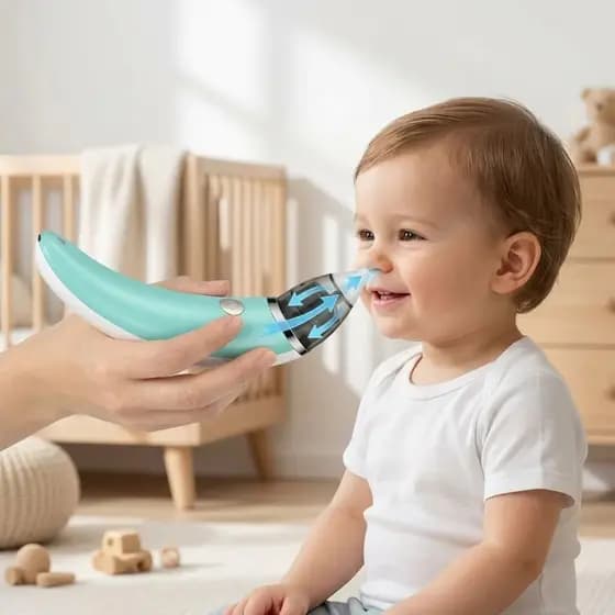Aspirador Nasal Elétrico Bebê Sugador Catarro Limpador De Nariz Infantil 5 Níveis Anti-Refluxo Silicone Recarregável