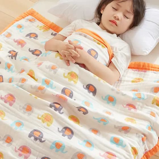 Toalha De Banho Grande Para Bebê 110x110cm , 6 Camadas , 100 % Algodão Puro , Gaze , Cobertor Super Macio , Respirável ,