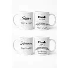Kit Canecas Personalizadas – Dindo & Dinda ou Dindos- Dinda/ Nome Personalizado Minimalista Alta Qualidade