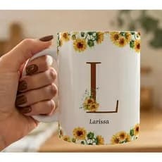 Caneca Letra e Nome Personalizada Caneca Porcelana Alta Qualidade Xícara Personalizada