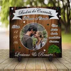 Azulejo Bodas de Carvalho 38 anos de Casados com Foto e Nome