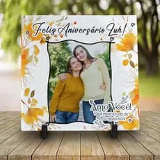 Azulejo/Quadro Presente Personalizado com Foto, Frase para Aniversário