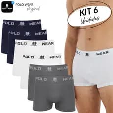 Kit 6 Cuecas Boxer Polo Wear Microfibra Sem Costura Masculinas Adulto Cueca Box Confortável