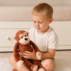 Macaco de Pelúcia Bicho de Pelúcia Macaquinho Safari Pelucia Decorativa Brinquedo Infantil Selva