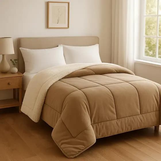 Coberdrom Casal Queen Sherpa Edredrom Cobertor Grosso Pele de Carneiro 2,40m x 2,20m Macio Quentinho