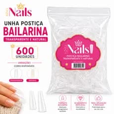 600 Unidades Unha Postiça Bailarina Transparente e Natural - King Nails