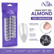 Unha Soft Gel Almond Leito Fosco 120 Unidades Tips Gel - King Nails