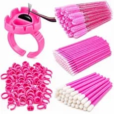 Kit 100 Anel Batoque Com Divisoria 100 Escovinhas 100 Microbrush 100 Aplicadores