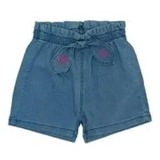 Short Jens Infantil Menina com Elástico e Laço Bordado