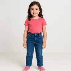 Calça Jeans Infantil Menina com Coração em Strass - Tam 1 a 3 anos