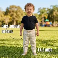 Calça Jogger de Sarja Menina - Confortável de Elástico - Veste de 1 a 3 Anos