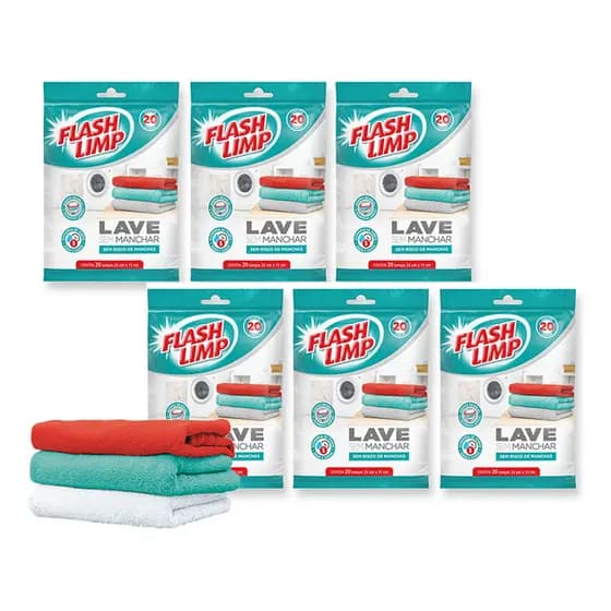 120 Lenço Antimancha Lave Roupa Colorida Sem Manchar Flash Limp